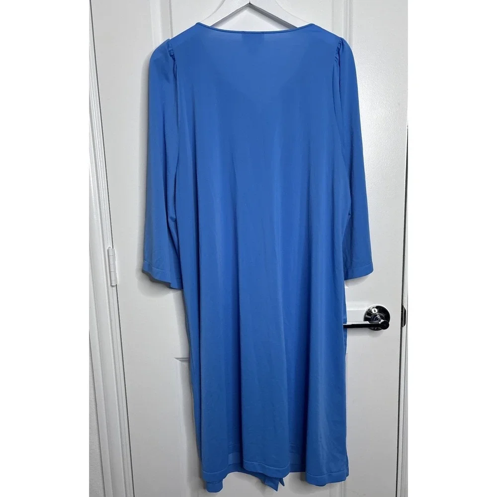 Shadowline Nightgown Womens 2X Cobalt Royal Blue Vintage Embroidered USA